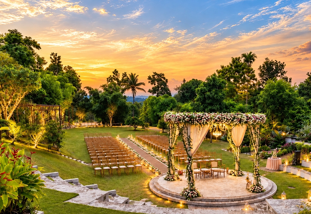 Wedding Venues in Wayanad - Ashirvadh Nature Resort Sunset Garden Wedding Setup